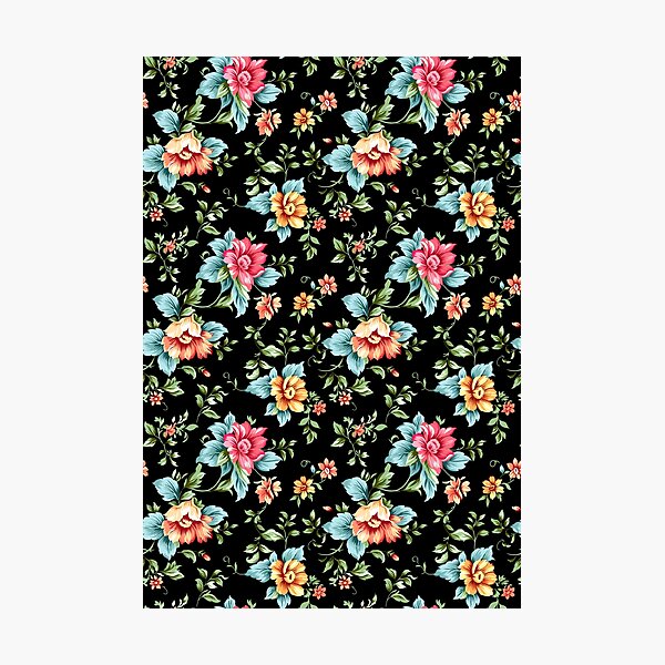 Item preview, seamless flower pattern on black background designed and sold by creative555.