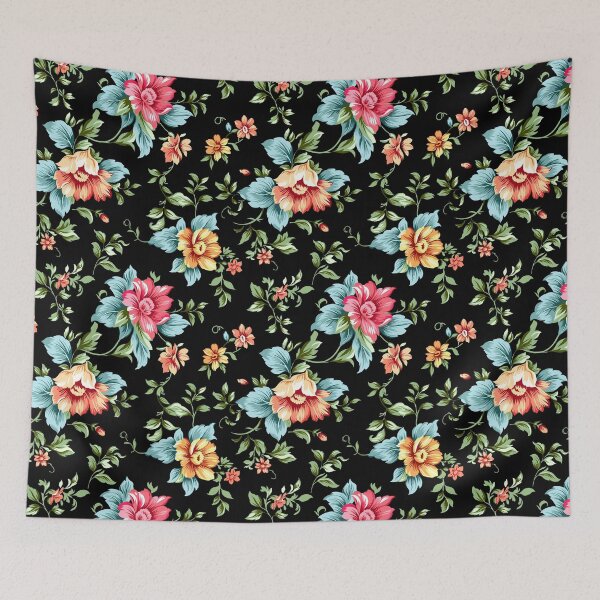 Artikelvorschau, nahtloses Blumenmuster auf schwarzem Hintergrund entworfen und verkauft von creative555.