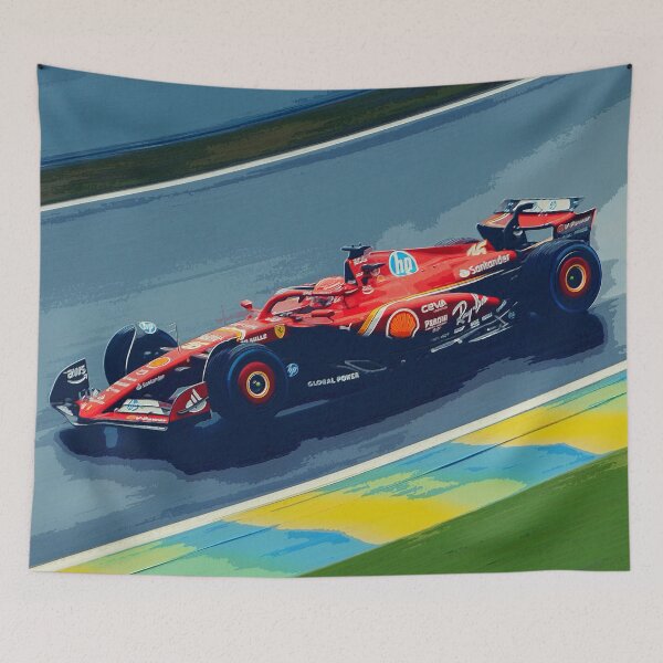 Item preview, Charles Leclerc racing in the rain during the 2024 Brazilian Grand Prix at Interlagos watercolor designed and sold by Rodissimus1984.
