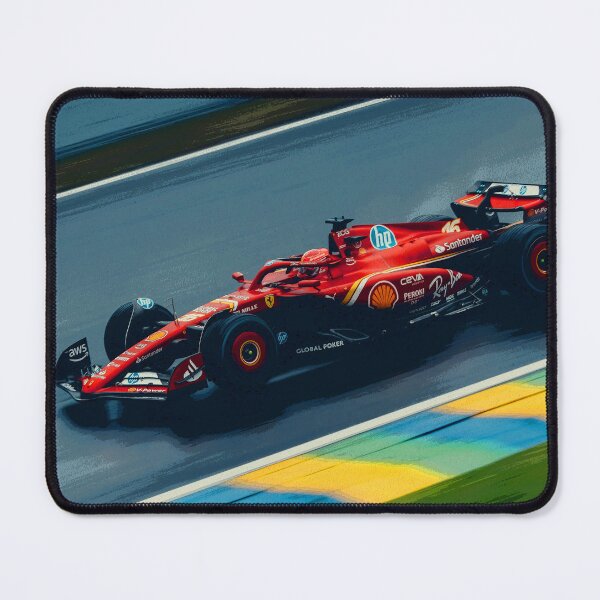 Item preview, Charles Leclerc racing in the rain during the 2024 Brazilian Grand Prix at Interlagos abstract designed and sold by Rodissimus1984.