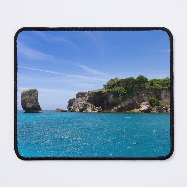 Item preview, A solitary rock formation juts out from the sea, standing apart from a rugged cliffside designed and sold by EyezWatchin.