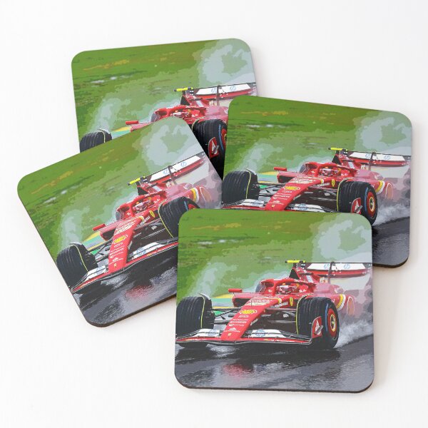 Item preview, Carlos Sainz racing in the rain during the 2024 Brazilian Grand Prix at Interlagos watercolor designed and sold by Rodissimus1984.