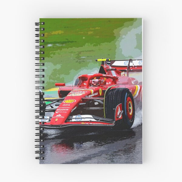 Item preview, Carlos Sainz racing in the rain during the 2024 Brazilian Grand Prix at Interlagos watercolor designed and sold by Rodissimus1984.