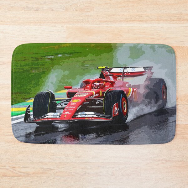 Item preview, Carlos Sainz racing in the rain during the 2024 Brazilian Grand Prix at Interlagos watercolor designed and sold by Rodissimus1984.
