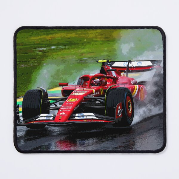 Item preview, Carlos Sainz racing in the rain during the 2024 Brazilian Grand Prix at Interlagos abstract designed and sold by Rodissimus1984.