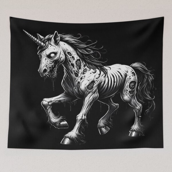 Item preview, muertos vivientes en blanco y negro zombis unicornios espeluznantes zombiecorn caballo designed and sold by dimaxstore.