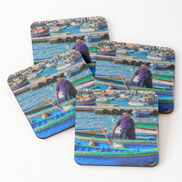 Item preview, Colourful Fishing Boats in Marsaxlokk Harbour designed and sold by Violaman.