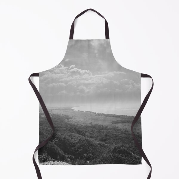 Item preview, A sweeping black and white landscape captures a serene coastline meeting lush forests under a sky filled with dramatic clouds designed and sold by EyezWatchin.
