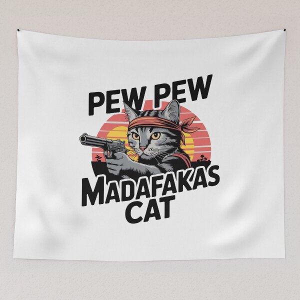 Item preview, Pew Pew Madafakas Cat Funny Meme Design | Cute Gun-Toting Cat Art designed and sold by Colorful-Garden.