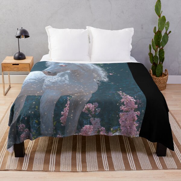 Item preview, Majestic Unicorn in Enchanted Floral Meadow with Pink Roses and Butterflies designed and sold by regnumsaturni.