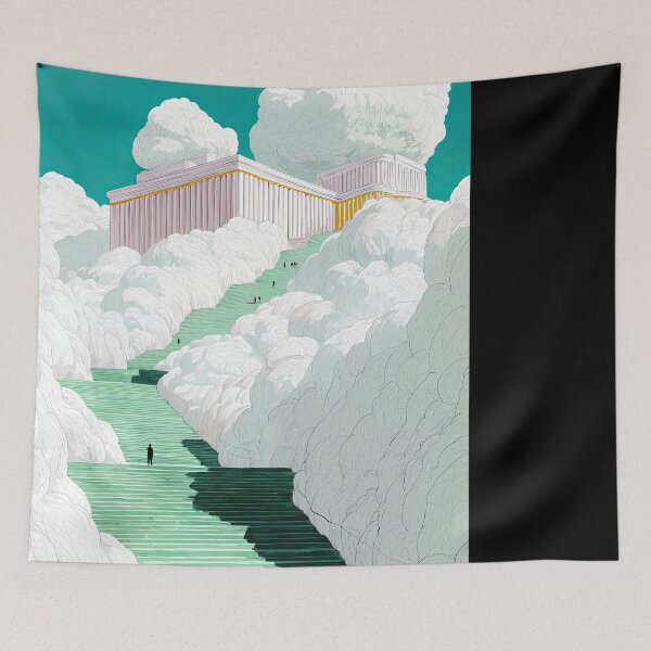Item preview, Dreamlike Path to the Temple in the Clouds with Bold Colors designed and sold by regnumsaturni.