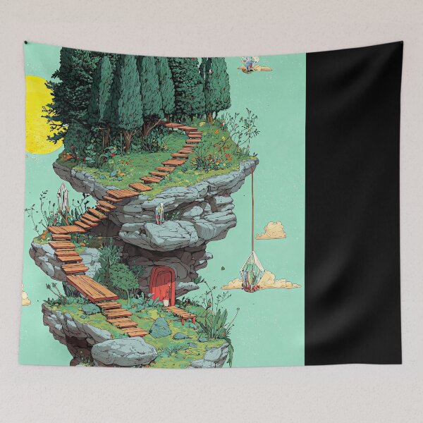 Item preview, Floating Island Pathway to Enchanted Forest with Sun and Clouds designed and sold by regnumsaturni.