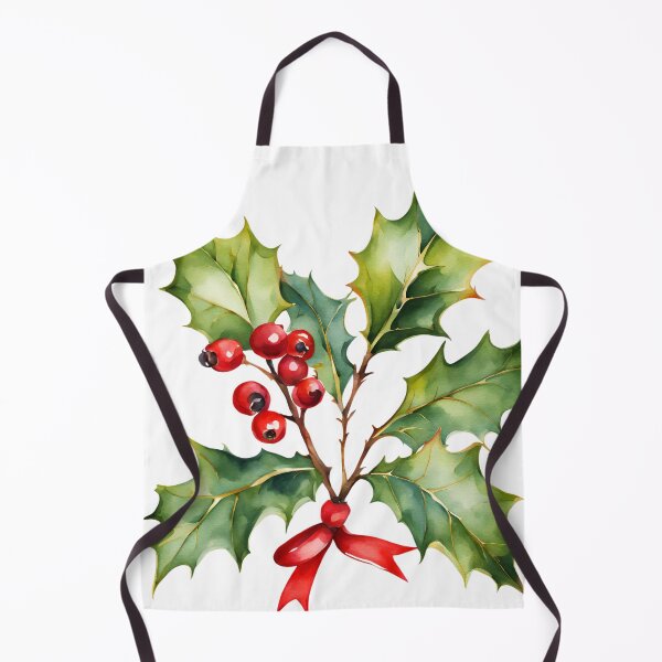 Item preview, Holly Watercolor Minimalist Florals Pattern Green Red ,Christmas Romantic Elegant Pattern designed and sold by KolorellaS.