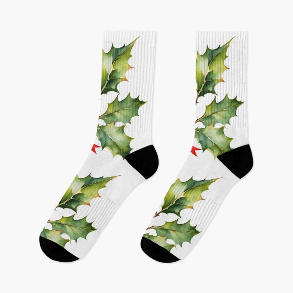 Item preview,   Holly Watercolor Minimalist Florals Pattern  Green Red ,Christmas  Romantic Elegant Pattern designed and sold by KolorellaS.