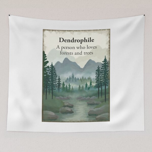 Item preview, DENDROPHILE a person who loves forests and trees - misty forest scene  designed and sold by Scat the cat.