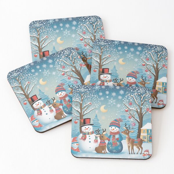 Item preview, Winter landscape. Snowmen and reindeers. designed and sold by MagelliShop.