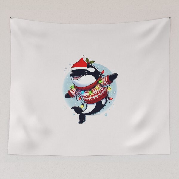 Item preview, Funny orca killer whale Wearing a Festive Sweater With Christmas lights ,Christmas orca designed and sold by onemood.