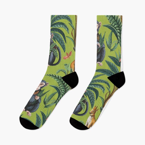 Item preview,  tropical botanical monkeys animals and palm trees. designed and sold by bosilvercat.