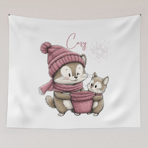 Item preview, Cozy Animal Art, Winter Animal Illustration, Cute Winter Poster, Warm and Fuzzy Art, Animal Family Print, Cozy Vibes Artwork, Cute Winter Decor, Adorable Animal Art designed and sold by BukkyStory.