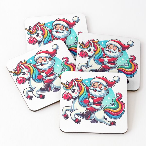 Item preview, Santa Riding a Rainbow Unicorn Christmas Design designed and sold by AIARTIST1.