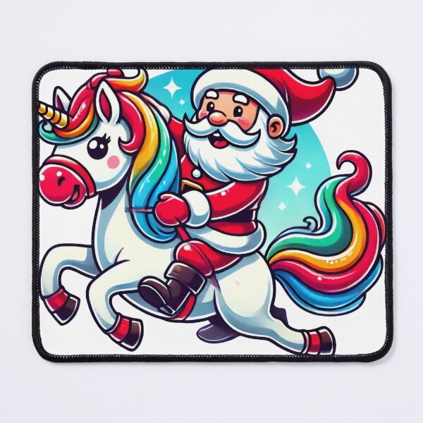 Item preview, Santa Riding a Rainbow Unicorn Christmas Design designed and sold by AIARTIST1.