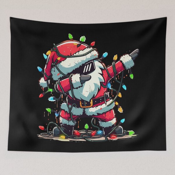 Item preview, Dabbing Santa Claus Tangled in Christmas Lights Kawaii designed and sold by TomFrontierArt.