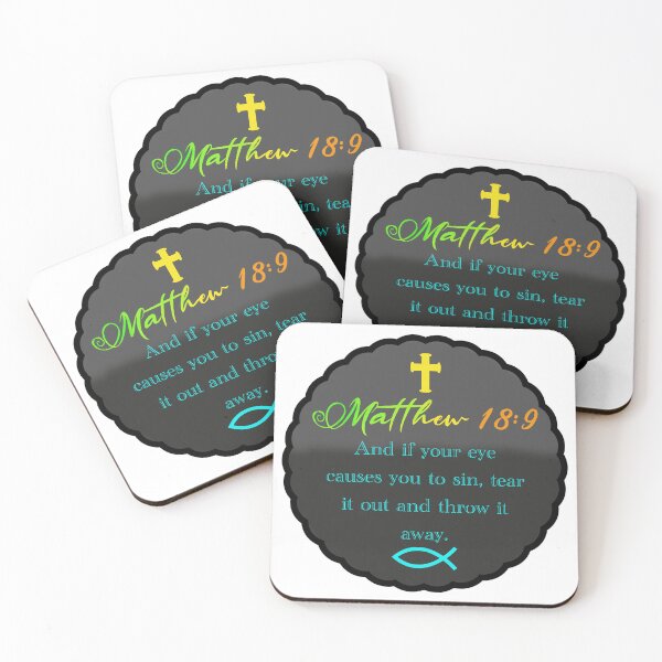 Item preview, Matthew 18:9 Bible Verse Pin Design designed and sold by FranettiArt.
