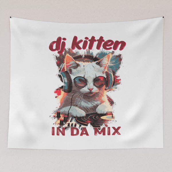 Item preview, DJ kitty in the mix. Funny cat mixing music at an EDM party. designed and sold by Boogeyman Bill.