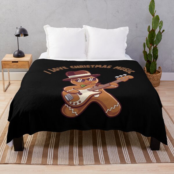 Item preview, Gingerbread man plays the guitar, bass guitar, musician , Santa's favorite guitar teacher,music lover, guitar player designed and sold by KolorellaS.