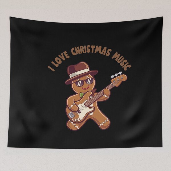 Item preview, Gingerbread man plays the guitar, bass guitar, musician , Santa's favorite guitar teacher,music lover, guitar player designed and sold by KolorellaS.