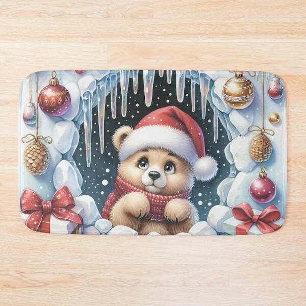 Item preview, Teddy bear in Santa's hat. Presents and baubles and icicles. designed and sold by MagelliShop.