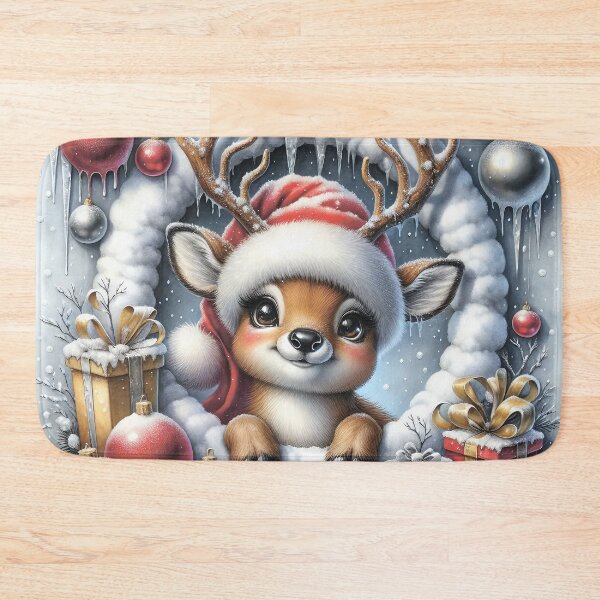 Item preview, Deer, reindeer in Santa's hat. Gifts and baubles and icicles. designed and sold by MagelliShop.