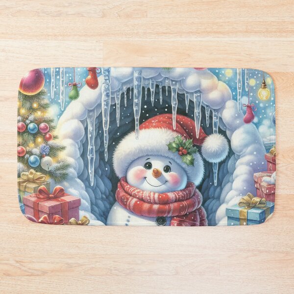 Item preview, Snowman in Santa's hat. Gifts and baubles and icicles. designed and sold by MagelliShop.
