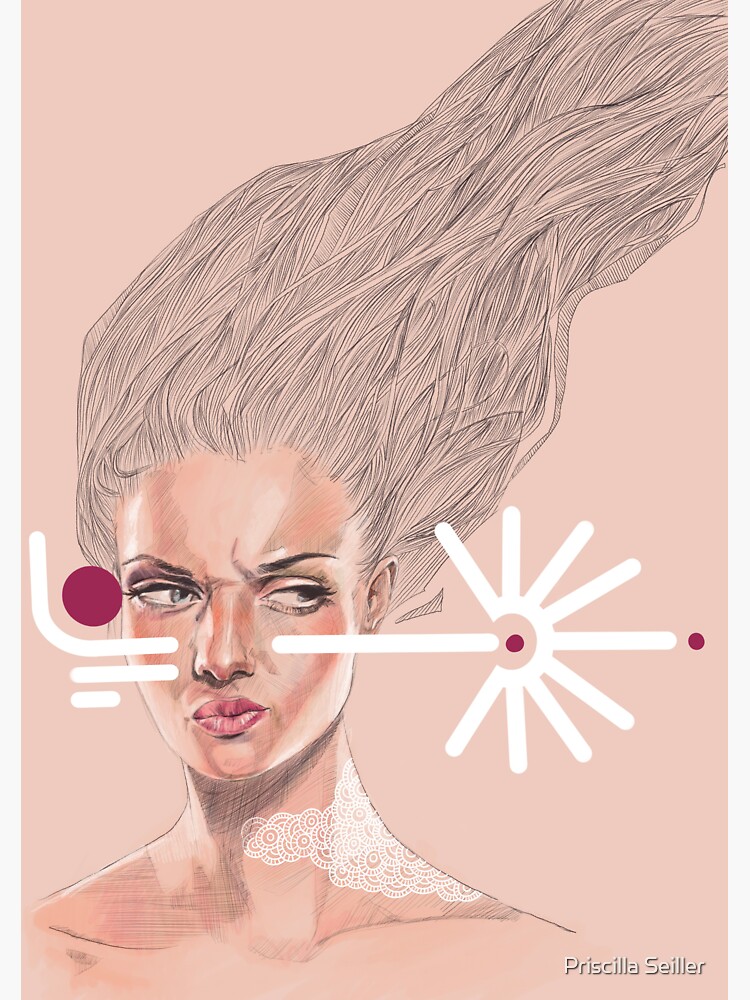Aperçu 3 sur 3. Sticker avec l'œuvre Portrait digital aux motifs mauves créée et vendue par Aldarane.