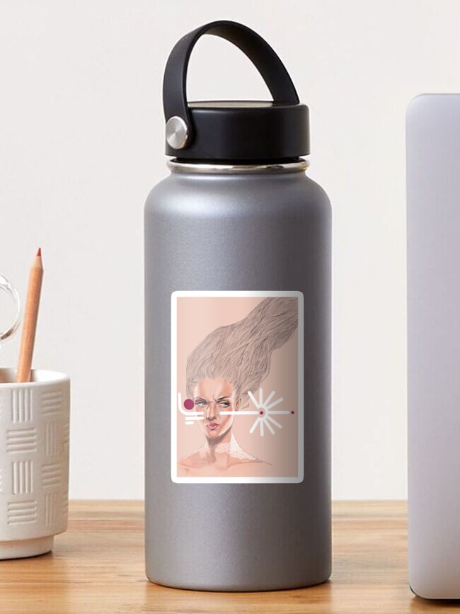 Aperçu 1 sur 3. Sticker avec l'œuvre Portrait digital aux motifs mauves créée et vendue par Aldarane.