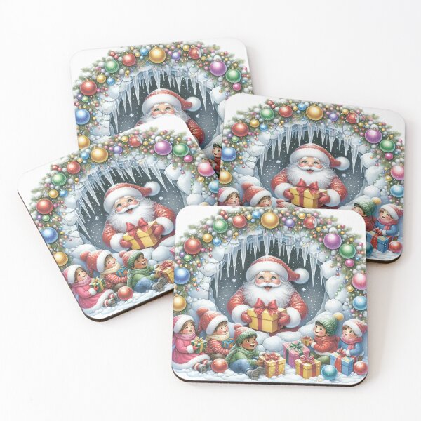 Item preview, Santa Claus and children. Gifts, baubles and icicles. designed and sold by MagelliShop.