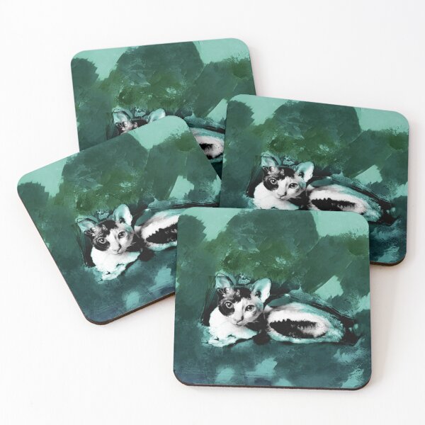 Item preview, TURQUOISE, DARK TEAL,GREEN AND BLUE CORNISH-REX IN LEAVES AND GRASS designed and sold by Most1234.