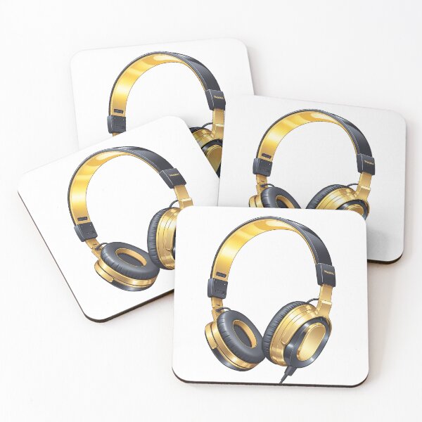 Item preview, Gold and black Headphones Illustration designed and sold by DianaSadGirl.