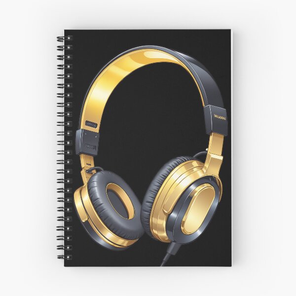 Item preview, Gold and black Headphones Illustration designed and sold by DianaSadGirl.
