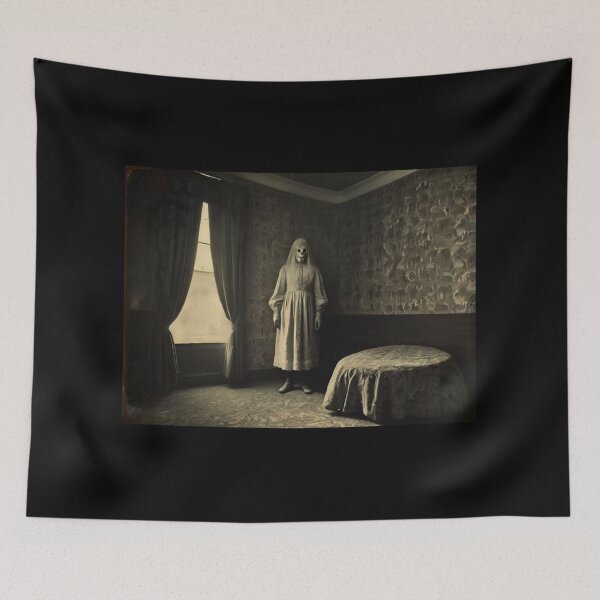 Item preview, Creepy Horror Ghost woman old vintage photograph haunted house designed and sold by Vintage Designs +.