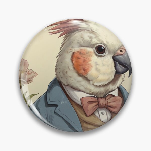 Item preview, Beatrix Potter Style cute Cockatiel Wilberforce Longshanks at his home vintage illustration art designed and sold by Vintage Designs +.