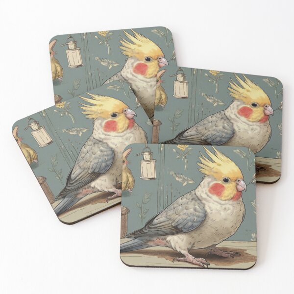 Item preview,  Beatrix Potter Style cute Cockatiel beautiful vintage illustration art designed and sold by Vintage Designs +.