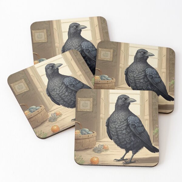 Item preview, Beatrix Potter Style cute Crow birdbeautiful vintage illustration art designed and sold by Vintage Designs +.