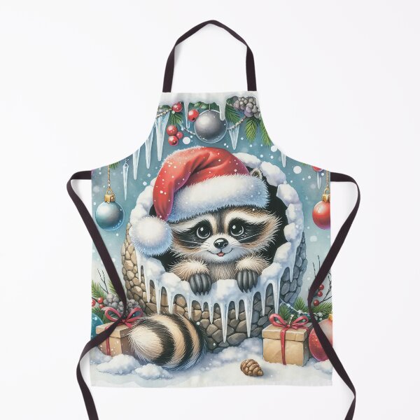 Item preview, Raccoon in Santa's hat. Presents and baubles and icicles. designed and sold by MagelliShop.