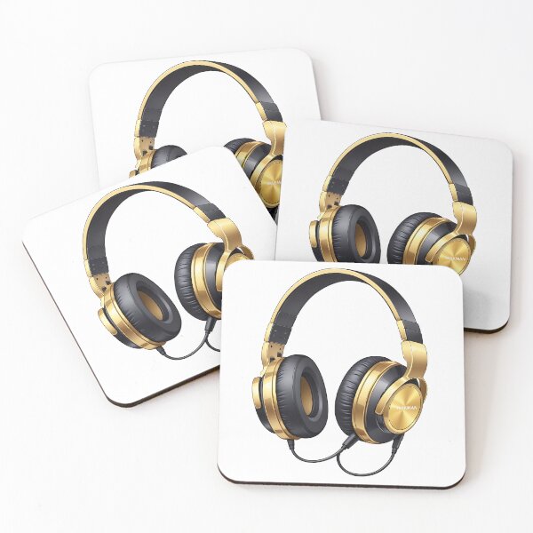Item preview, Gold and black headphones illustration designed and sold by DianaSadGirl.