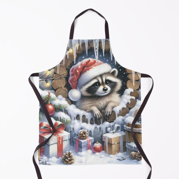 Item preview, Raccoon in Santa's hat. Presents and baubles and icicles. designed and sold by MagelliShop.