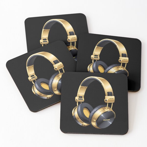 Item preview, Gold and black headphones illustration designed and sold by DianaSadGirl.