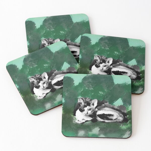 Item preview, SEAFOAM GREEN, AQUA GREEN,TURQUOISE AND DARK GREEN CORNISH-REX IN LEAVES AND GRASS designed and sold by Most1234.