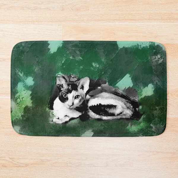 Item preview, SEAFOAM GREEN, AQUA GREEN,TURQUOISE AND DARK GREEN CORNISH-REX IN LEAVES AND GRASS designed and sold by Most1234.