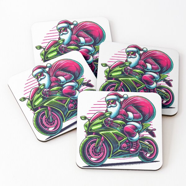 Item preview, Santa on a Motorcycle Neon Style designed and sold by AIARTIST1.